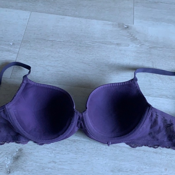 Purple Victoria’s Secret Bra size 34 C lace lined Demi Buste double - Picture 2 of 7